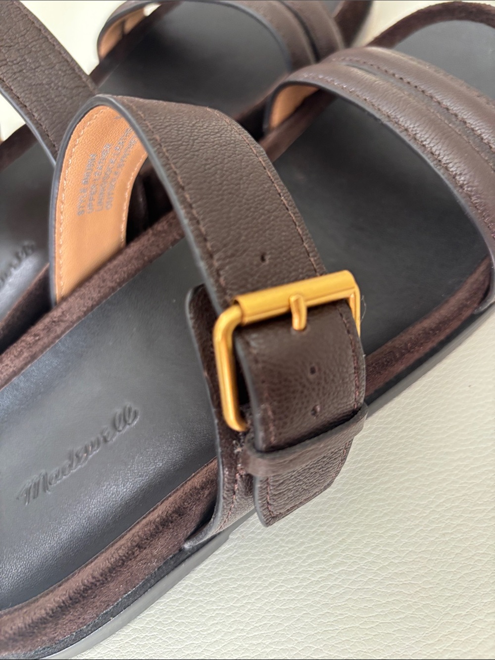 Madewell women’s Brown Leather Slide Sandals with Buckle 7 - Picture 5 of 7